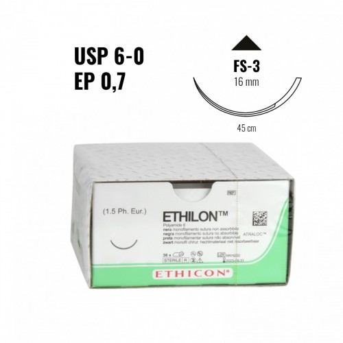 ETHILON EP 0,7(6/0) 45 cm c/ago...