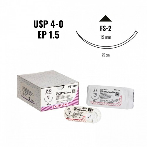 VICRYL RAPIDE EP 1,5 (4/0) 19 cm 3/8c...