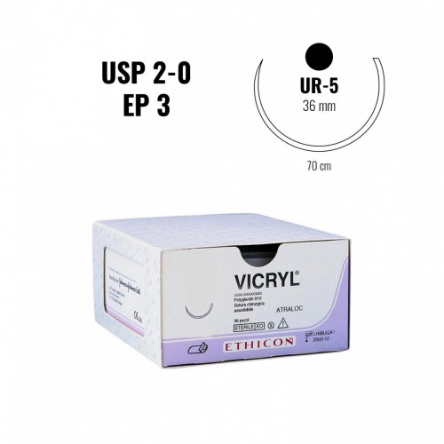 VICRYL EP 3 (2/0) 70 cm c/ago cil.36...