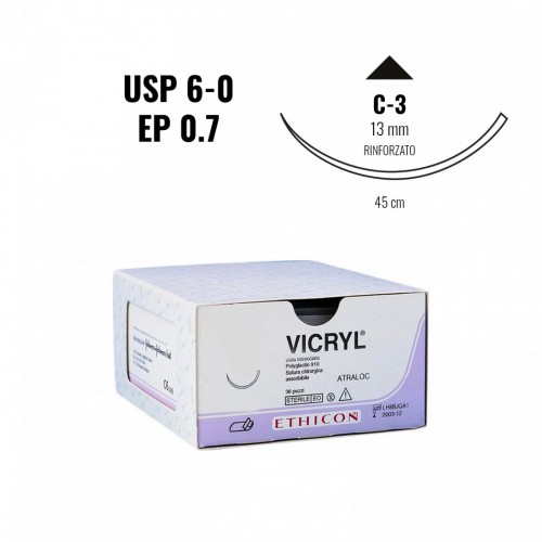 VICRYL EP 0,7 (6/0) 45 cm c/ago...