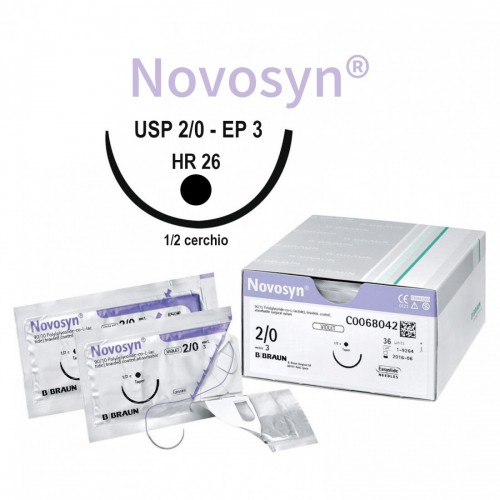 SUTURA NOVOSYN PGLA 2/0 (3) 70cm HR26...
