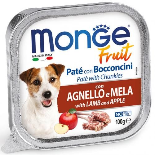 MONGE CANE FRUIT agnello/mela 32 pz x...