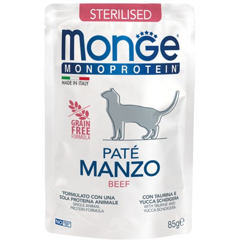 MONGE GATTO MONOPR.STERIL.patè manzo...
