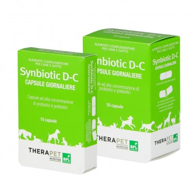 Therapet Synbiotic D‑C 10 capsule apribili – probiotico + prebiotico per cane e gatto - 10cp e 50cp