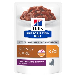 Hill's Prescription Diet k/d Feline – busta da 85g con manzo per gatti con problemi renali