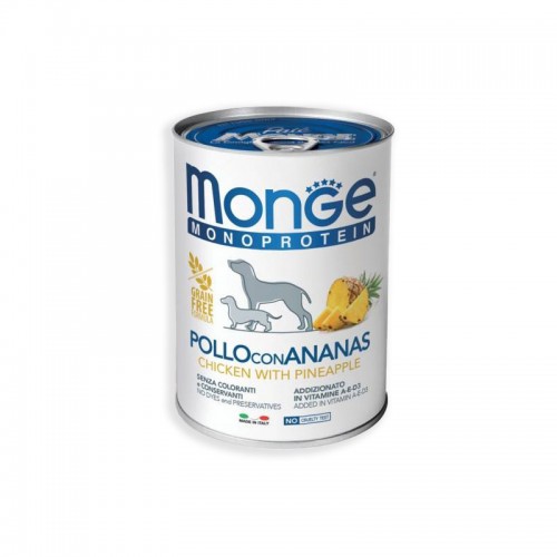 Monge Paté Pollo con Ananas – alimento umido monoproteico per cani adulti