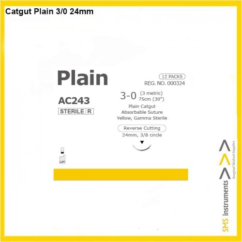 CATGUT PLAIN TR 24 mm 3/0 USP (EP 3)...