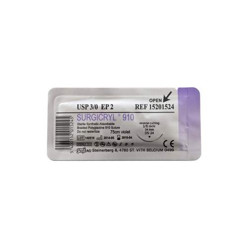 SURGICRYL POLYGLACTINE TR 24 mm 3/0...