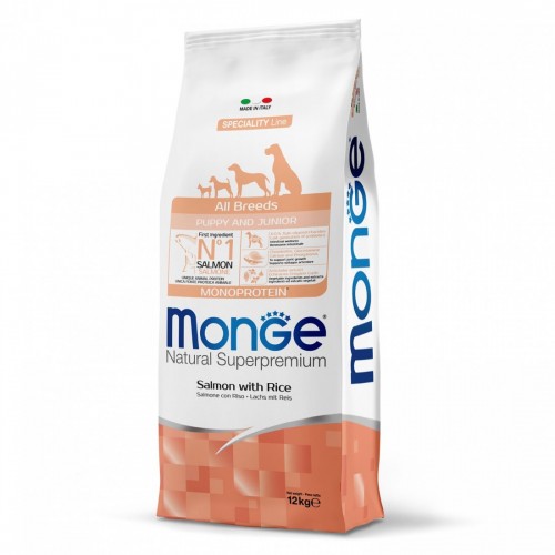 MONGE CANE PUPPY salmone/riso 12 kg