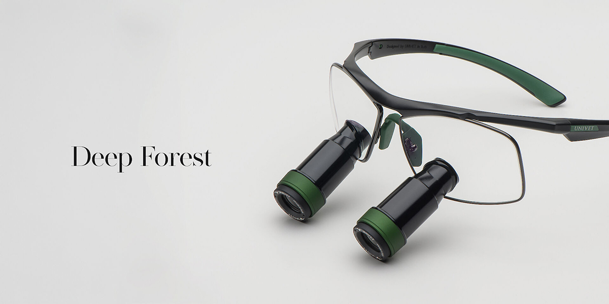 Loupes Univet Techne Prism colore Deep Forest con montatura nero antracite e dettagli verde foresta