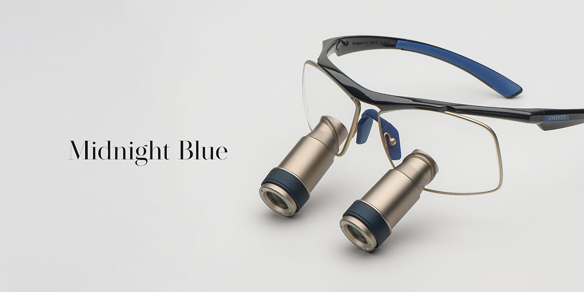Loupes Univet Techne Prism colore Midnight Blue con montatura blu e sistema ottico ad alte prestazioni